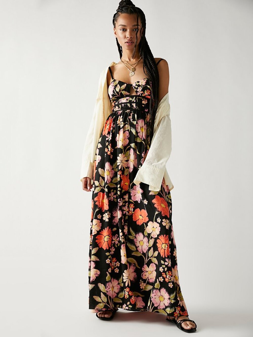 Free People Wisteria Maxi Dress in Dark Combo - NWT sz L - Picture 2 of 10